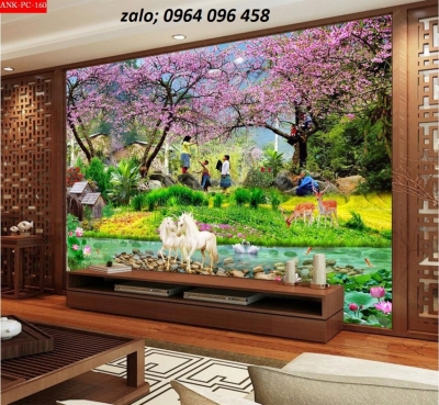 Tranh 3d trang trí phòng khách - tranh gạch 3d - YHH5