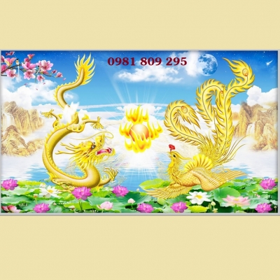 Tranh gạch 3d rồng phụng đẹp HP598