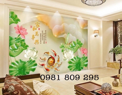 Tranh  gạch men hoa sen