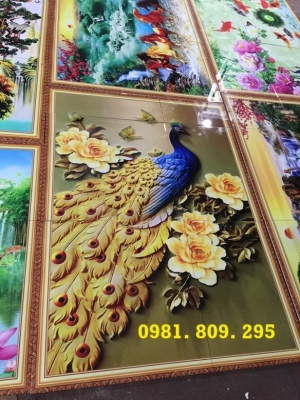 Tranh gạch con công , tranh phu thê