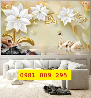 Tranh hoa 3d phòng khách- Gạch tranh ốp tường