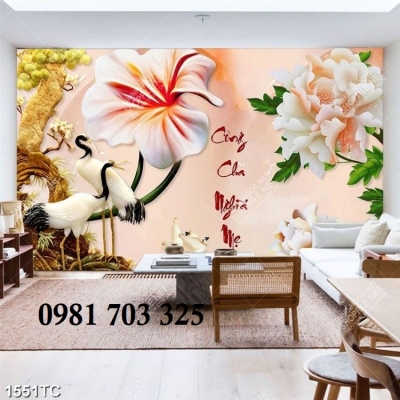 TRanh gạch phong thủy tùng hạc