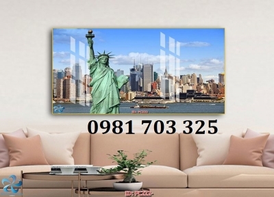 Tranh gạch 3D dán tường phòng khách