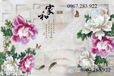 Tranh 3D- Tranh hoa mẫu đơn