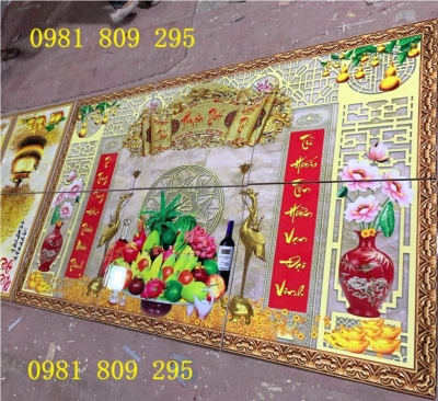 Mẫu gạch tranh 3d , gạch tranh ban thờ cửu huyền thất tổ