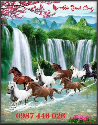 Gạch tranh ngựa, tranh bát mã 3d HP8643