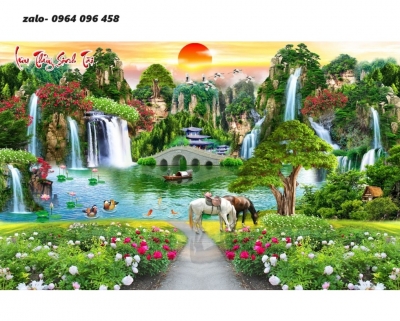 Tranh gạch 3d ốp tường phong cảnh đồng quê - VXC43