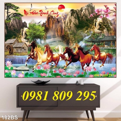 Gạch tranh mã đáo thành công - tranh gạch 3d ngựa HFG8