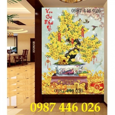 Tranh mai vàng, gạch tranh 3d HP83742