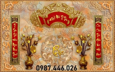 Gạch tranh ốp tường ban thờ, tranh gạch trang trí tường đẹp