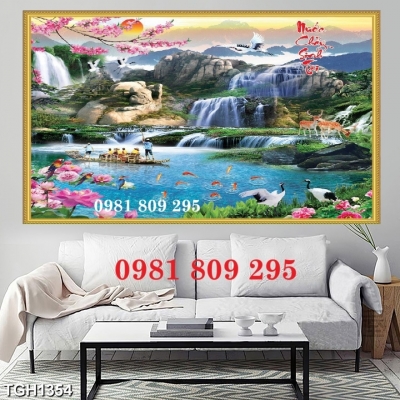 Tranh nước chảy sinh tài , gạch tranh 3d
