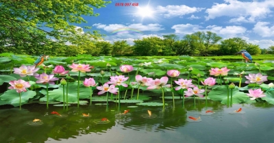 Gạch in 3D hoa sen