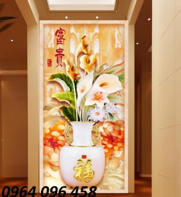 Tranh gạch 3d bình hoa - gạch tranh 3d - 765XN
