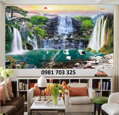 gạch tranh 3D phong cảnh thác nước