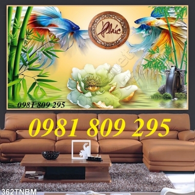 tranh gạch men 3d cá chép phong thủy
