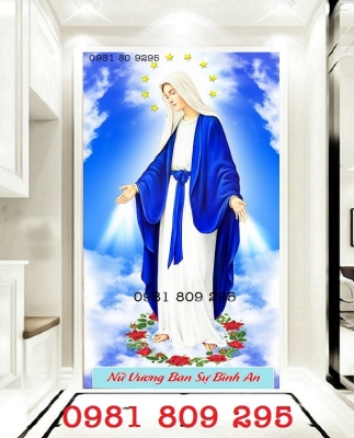 Tranh đức mẹ, gạch tranh ốp tường, tranh 3d