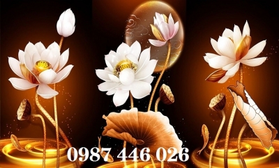 Tranh hoa sen- gạch ốp tường, tranh trang trí đẹp