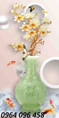 Tranh gạch 3d bình hoa sứ ngọc - 65Xg