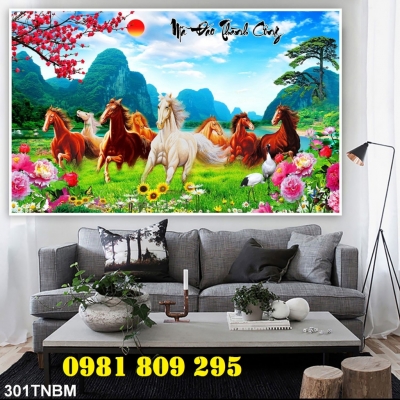 Tranh gạch phòng khách 3d ngựa GF84