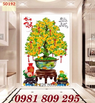 Tranh gạch men hoa mai trang trí