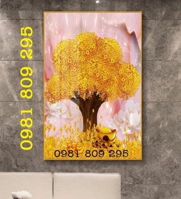 Tranh cây tiền - gạch tranh 3d khổ dọc