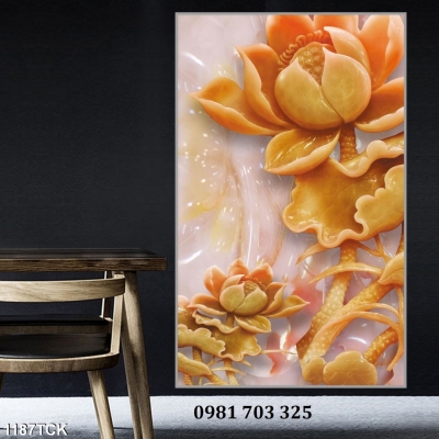 Tranh gạch đẹp 3D hoa sen