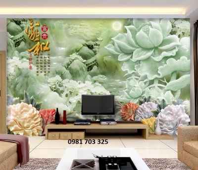 Tranh gạch sứ ngọc 3D - tranh phòng khách