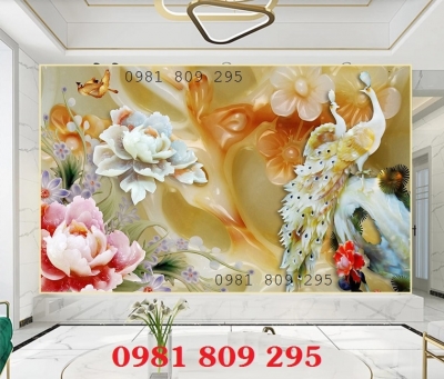 Tranh con công - gạch tranh ốp tường