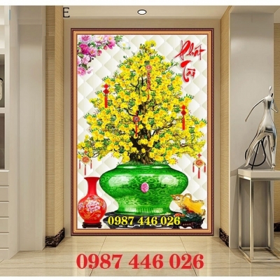 Tranh gạch men hoa mai vàng HP62822