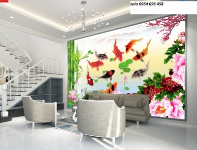 Tranh gạch 3d cá chép phong thủy - MXVC3