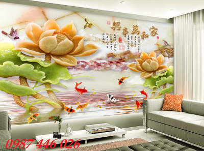 Gạch 3d tranh gạch hoa sen HP9733