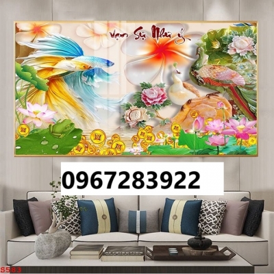 Tranh gạch cá chép trang trí nhà đẹp