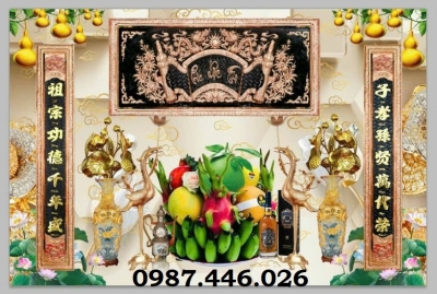 Tranh gạch men phòng thờ đẹp 3d HP8274