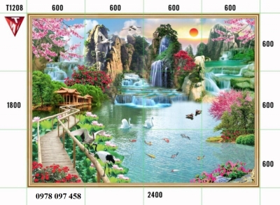 Gạch tranh đẹp phòng khách