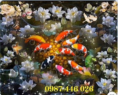 Tranh gạch men cửu ngư quần hội HP72923