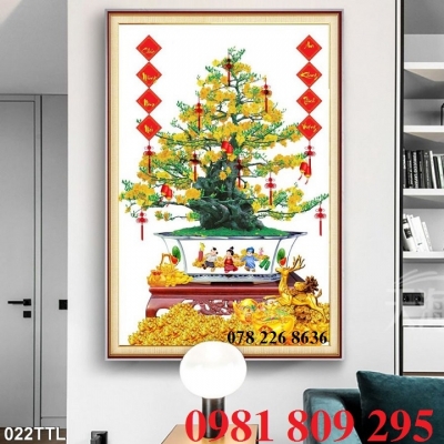 Tranh 3d hoa mai - tranh gạch 3d ốp tường