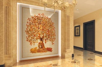 Tranh gạch 3d cây tiền vàng - SKJH5