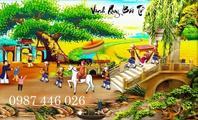 Tranh gạch men làng quê HP02832