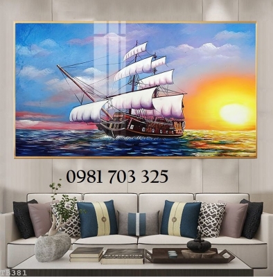 Gạch tranh thuận buồm xuôi gió phong thủy 3D