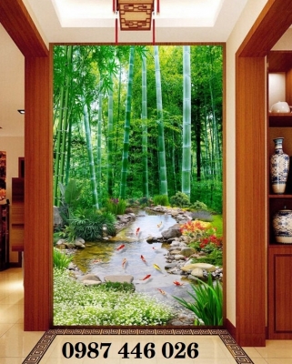 Gạch tranh hàng tre xanh HP7384