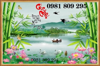 tranh gạch 3d hoa sen - tranh gạch men