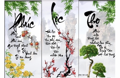 Tranh 3D phúc lộc thọ- gạch tranh 3D