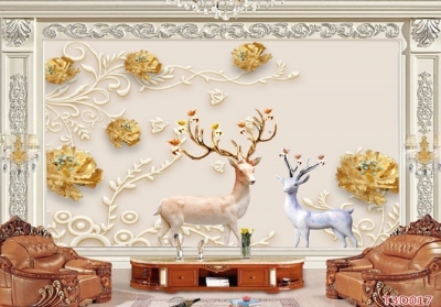 gạch tranh 3d phong thủy phòng khách - 643DB