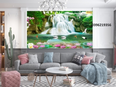 Tranh gạch 3D thác nước đẹp