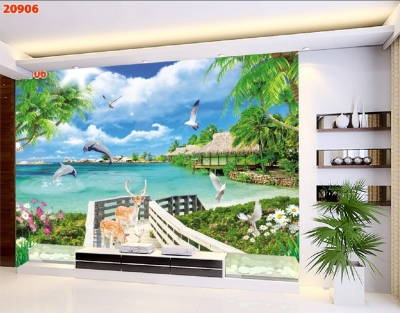 Gạch tranh ốp phòng khách.
