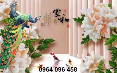Tranh gạch 3d ốp tường tranh chim công - CXVV65
