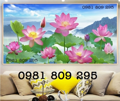 Tranh hoa sen , gạch ốp hoa sen