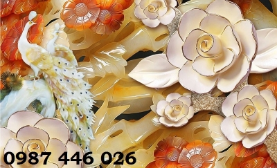 Tranh gạch chim công, tranh ốp tường HP6322