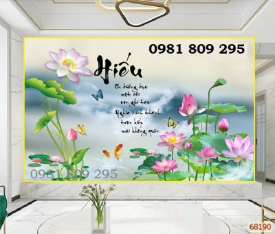 Tranh gạch men ốp tường hoa sen