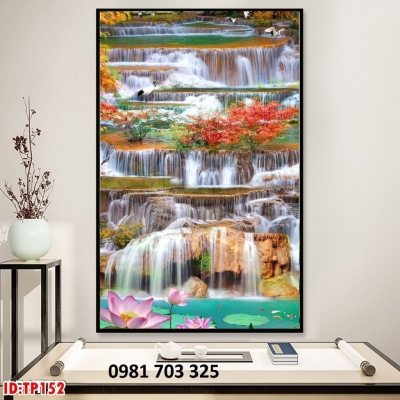 Gạch tranh phong cảnh khổ đứng, tranh thác nước